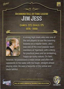 2013 Richmond Hall of Fame and Immortal Trading Card Collection #3 Jim Jess Back